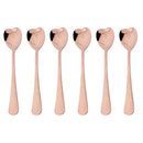 Axyaa Rose Gold Heart Shape Coffee Spoons Set Stainless Steel Kitchen Accessories