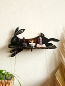 Axyaa Gothic Black Rabbit Moon Crystal Shelf Boho Decor Shelf Wall Ledge
