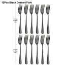 Axyaa Gold Dessert Fork Set Stainless Steel Coffee Ice Cream Cake Forks Black Cutlery