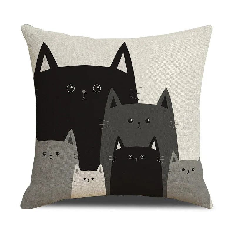 Axyaa Cat Print Cushion Cover for Stylish Home Decor and Comfort