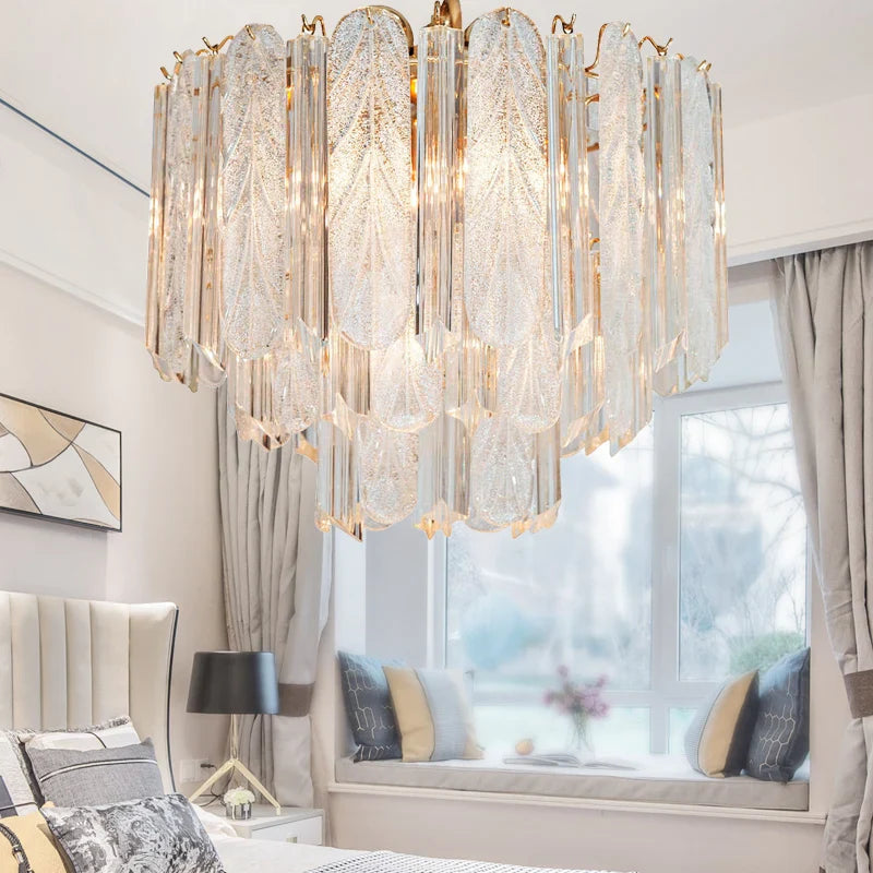 Axyaa Crystal Bedroom Pendant Lamp - Luxurious Glass Indoor Lighting