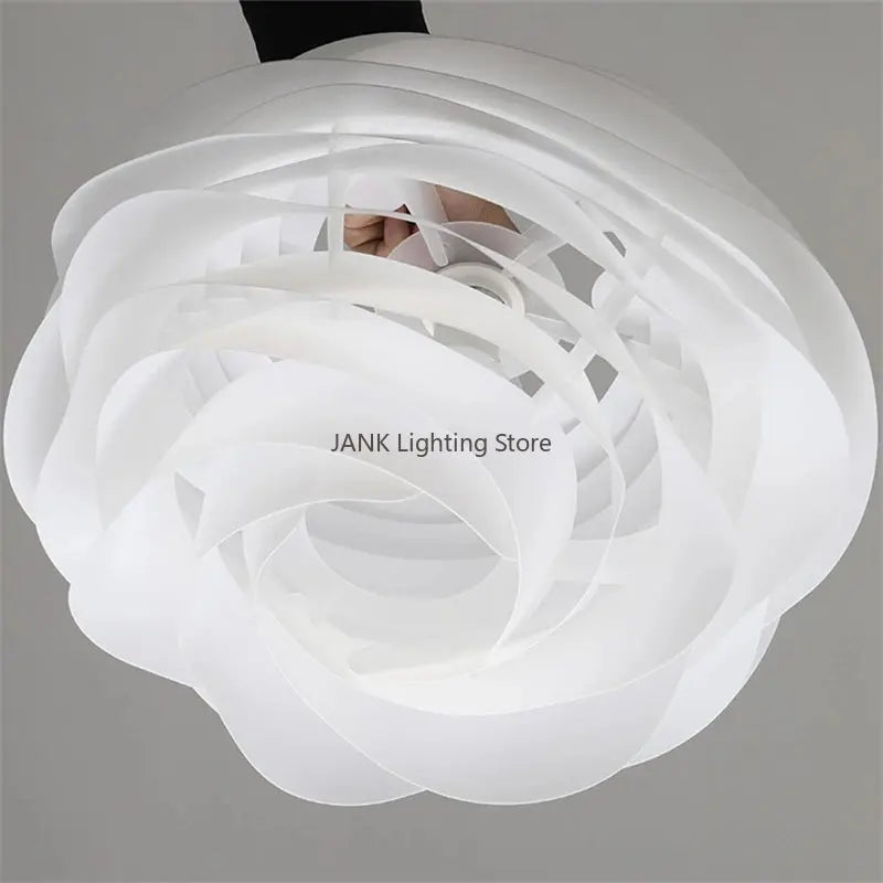 Axyaa White Rose Pendant Lamp: Acrylic Petal Chandelier for Romantic Decor