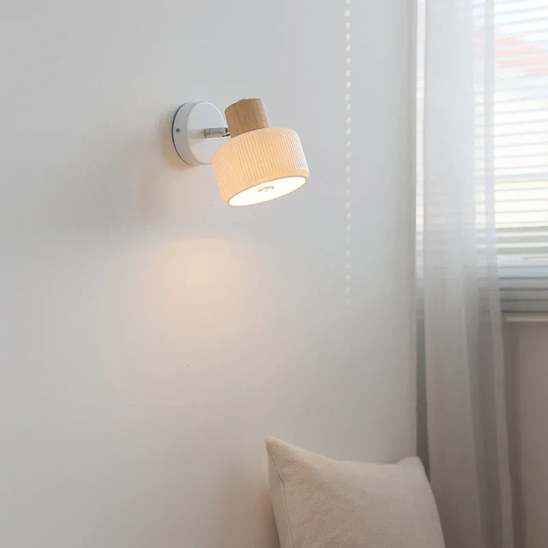 Axyaa Nordic LED Wall Sconce, Rotating White Ceramic Light for Home Decor