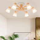 Axyaa Nordic Wood Glass Chandelier E27 Ceiling Hanging Chandelier White