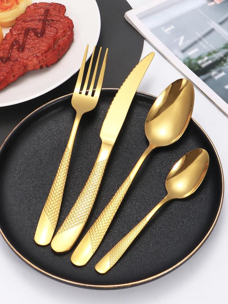 Axyaa 24pc Stainless Steel Tableware Set for Family Dining