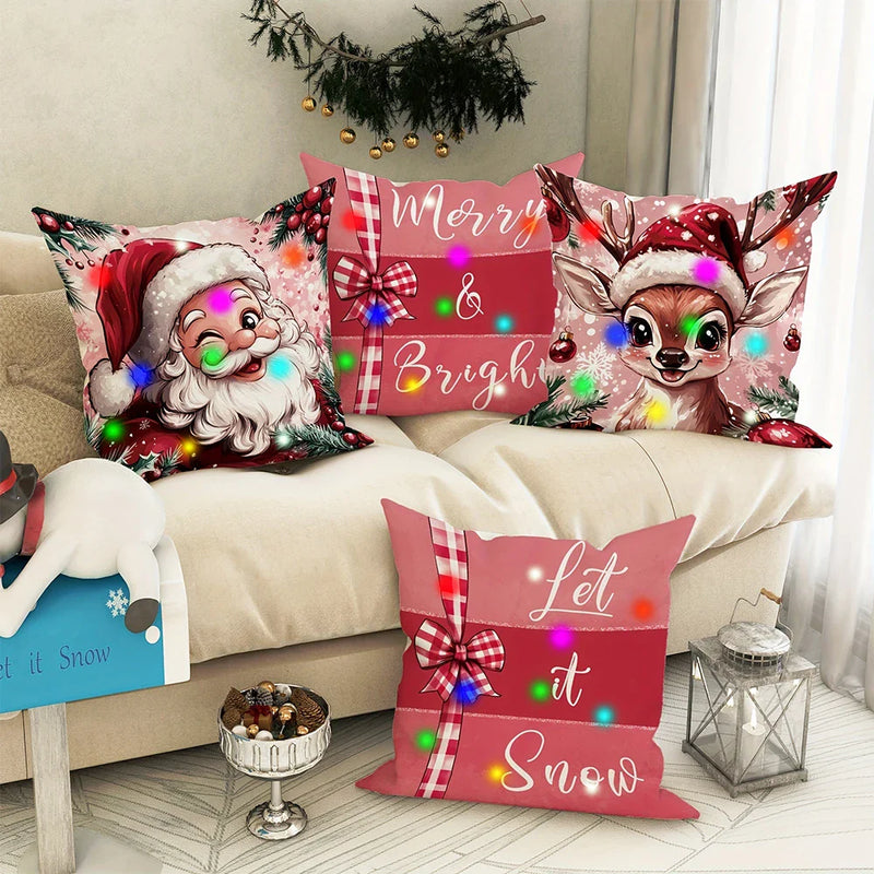 Axyaa Santa Claus Fawn Luminous Pillowcase - Christmas Party & Home Decor Gift