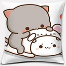 Peach Cat Pattern Decorative Pillowcase by Axyaa - Home Office Square Cover