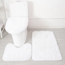 Axyaa 3 Piece White Bathroom Rugs Sets Non-Slip Bath Mats Lid Cover Contour Mat