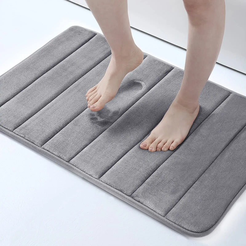 Luxury Memory Foam Bath Mat by Axyaa: Super Absorbent, Soft Coral Velvet, Non-Slip Rug