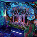 Axyaa UV Mushroom Fractal Tapestry - Psychedelic Wall Art for Bedroom, Dorm Room