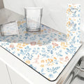 Axyaa Floral Kitchen Drying Mat - Small & Large Absorbent Drain Pad for Coffee & Bathroom