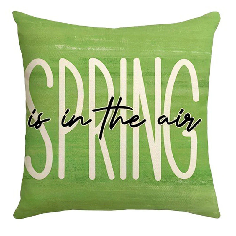 Axyaa Plant Flower Print Pillowcase - Green Polyester Cushion Cover