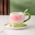 Axyaa 3D Camellia Ceramic Coffee Mug Set