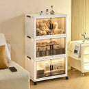 Axyaa 5-Layer Folding Storage Cabinet with Wheels, Large Capacity Organizer
