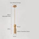 Axyaa LED Hanging Lamp: Japanese Style Yellow Travertine Pendant Lights for Home Decor