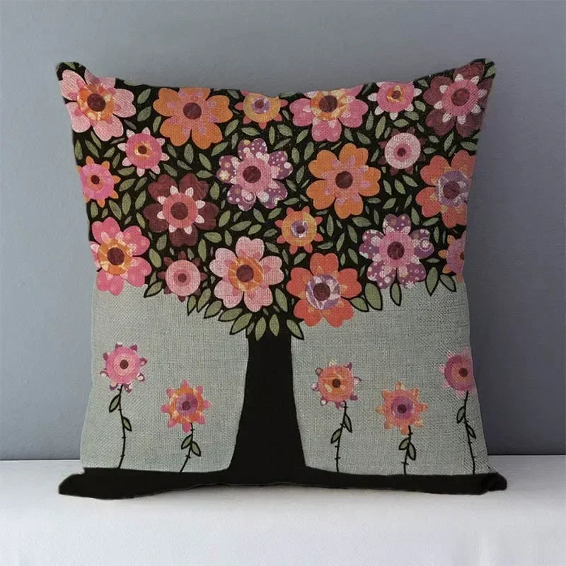 Axyaa Trees Printed Cozy Cushion for Living Room - Home Decor Pillowcase 45x45cm