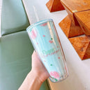 Axyaa Cherry Blossom Double Layer Water Bottle for Girls, Large Capacity Tumbler Cup