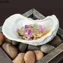 Axyaa White Ceramic Oyster Snack Dish Set