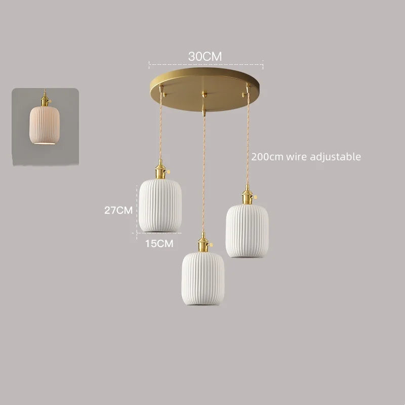 Axyaa White Ceramic LED Pendant Lamp Modern Hanging Light Fixtures