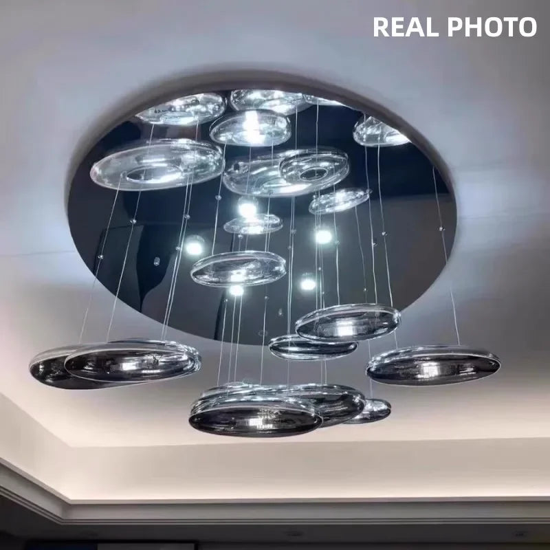 Axyaa Nordic Minimalist LED Stair Chandelier for Home, Villa, Hotel - Dimmable Luminaires