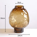 Axyaa Big Belly Relief Glass Vase for Stylish Hydroponics Plant Display
