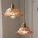 Axyaa Glass Ceiling Light Fixture Metal & Wood Vintage Style Hanging Lamp