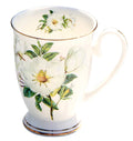 Axyaa Vintage Floral Bone  Coffee Mugs, Porcelain Countryside Espresso Cups