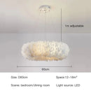 Axyaa Cloud Feather Pendant Light: Modern Cream Chandelier for Bedroom, Restaurant, Study—Warm & Romantic