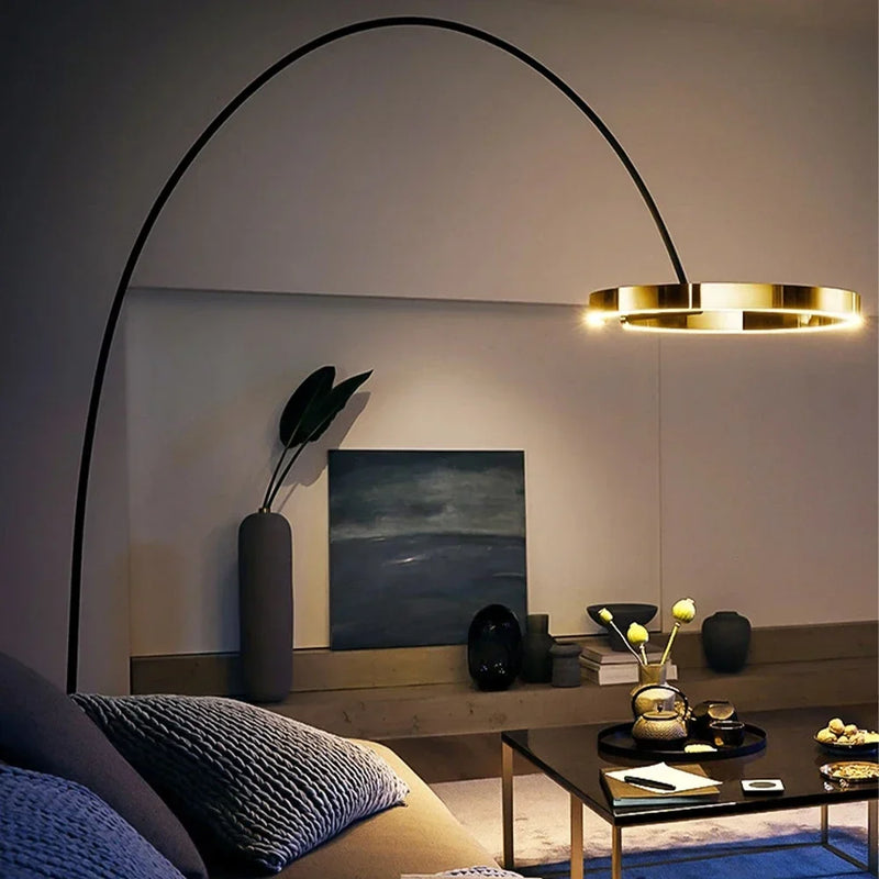 Axyaa Nordic Ring Fishing LED Floor Lamp Modern Creative Loft Standing Light
