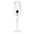 Axyaa Elegant 3D Red Flower Champagne Flute Goblet - 1 Piece