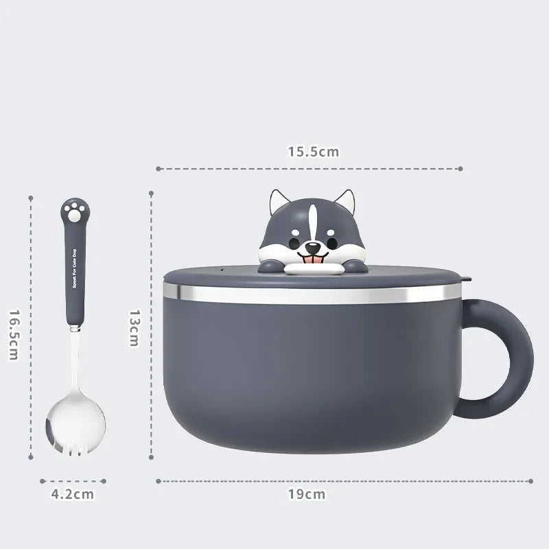 Axyaa Stainless Steel Ramen Bowl Soup Lunch Box with Lid for Home School Office