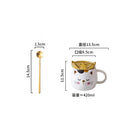 Axyaa Crown Cat Ceramic Mug with Lid Spoon - Cute Cartoon Coffee Cup
