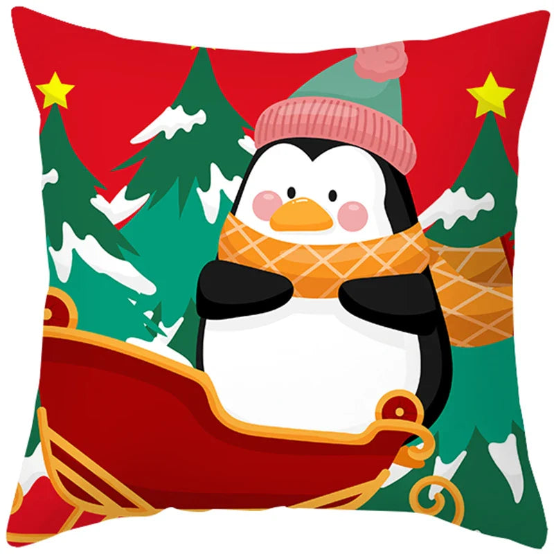 Axyaa Christmas Cushion Cover 45x45cm Snowman Santa Noel Navidad Happy New Year