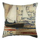 Marine Ship Print Linen Pillow Cover for Home Sofa Decor Axyaa