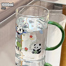 Axyaa Large Glass Measuring Cup with Lid and Handle - Clear Scale Multifunction Mug