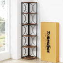 Axyaa 6 Tier Tall Rustic Corner Bookshelf Standing Shelving Unit