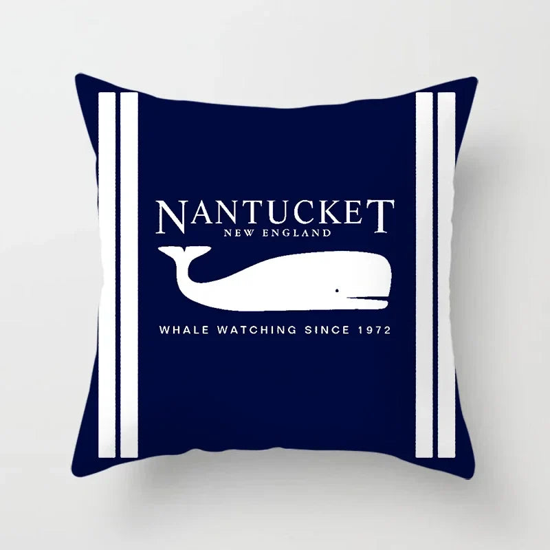 Axyaa Blue Mediterranean Compass Anchor Pillow Cover 45x45cm