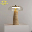 Axyaa Yellow Cave Stone Glass Table Lamp LED for Bedroom Office Living Room