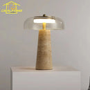 Axyaa Stone Glass Table Lamp LED Desk Light for Bedroom Office Living Room
