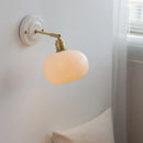 Axyaa White Ceramic LED Wall Sconce Mirror Light Copper Nordic Modern Bedside Lamp