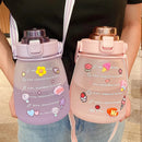 Axyaa 1.3L Straw Water Bottle for Outdoor Travel Sport Fitness - Cute Student Drinkware