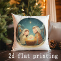 Axyaa Christmas-themed Pillowcases with Festive Scenes Pattern Square Cushion Cover