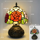 Axyaa Red Rose Stained Glass Table Lamp 8" - Bedroom Living Room Home Office