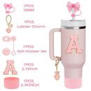 Axyaa Stanley Cup Accessories Set with Straw, Brush, Flower Charm, Stopper, and Boot.