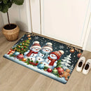 Axyaa Snowman Christmas Tree Welcome Mat — Non-Slip, Festive Design for Home & Kitchen