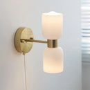 Axyaa LED Wall Lamps 2 Heads Pull Chain Switch White Glass Stair Light