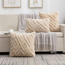 Axyaa Beige Faux Wool Rhombus Throw Pillow Covers Soft Plush Short Fleece Patterned Pillowcase