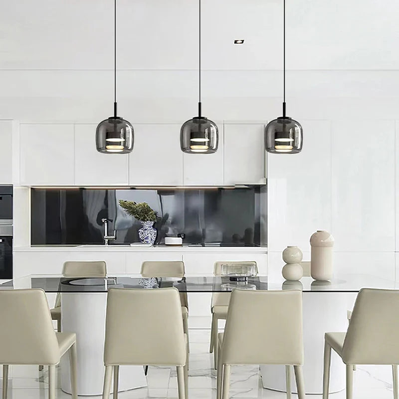 Axyaa Nordic LED Pendant Lights 8W Smoky Glass Hanglamp