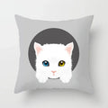 Axyaa Cute Cat Round Head Cushion Cover 45x45cm Polyester Pillowcase Square