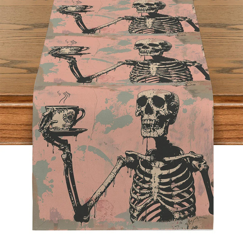 Axyaa Halloween Skull Table Runner for Kitchen Dining Decor